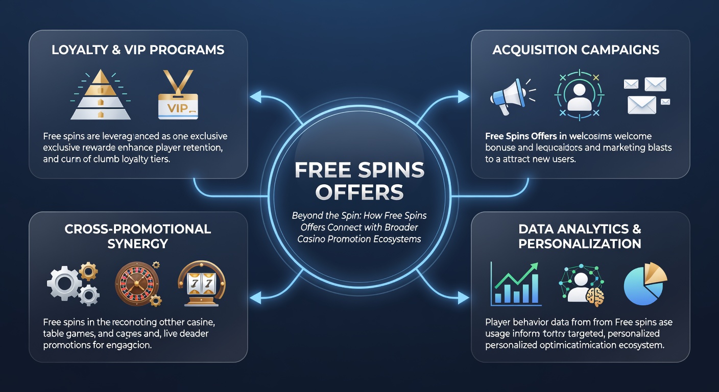 Screenshot of a casino loyalty dashboard displaying connected free spins rewards and upcoming May 2026 promotions