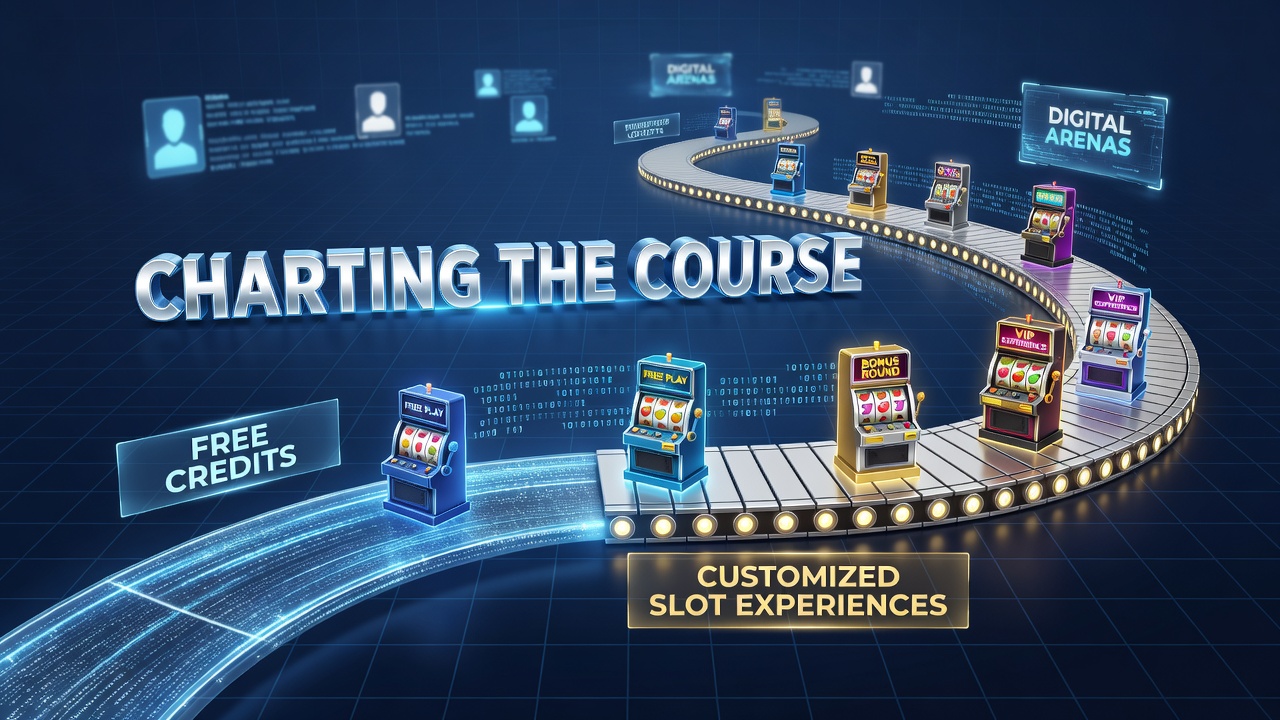 Digital interface showing free credit allocation transitioning into personalized slot game recommendations on a mobile casino platform
