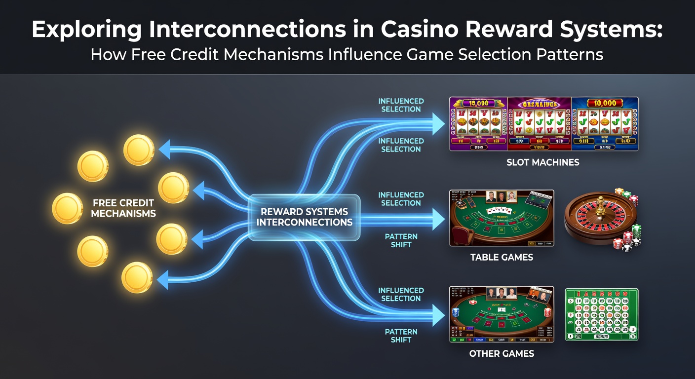 Casino reward interface showing free credit allocation across different game categories
