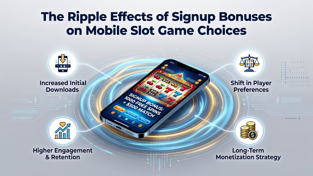 Mobile slot interface showing signup bonus prompt with various game options displayed on smartphone screen