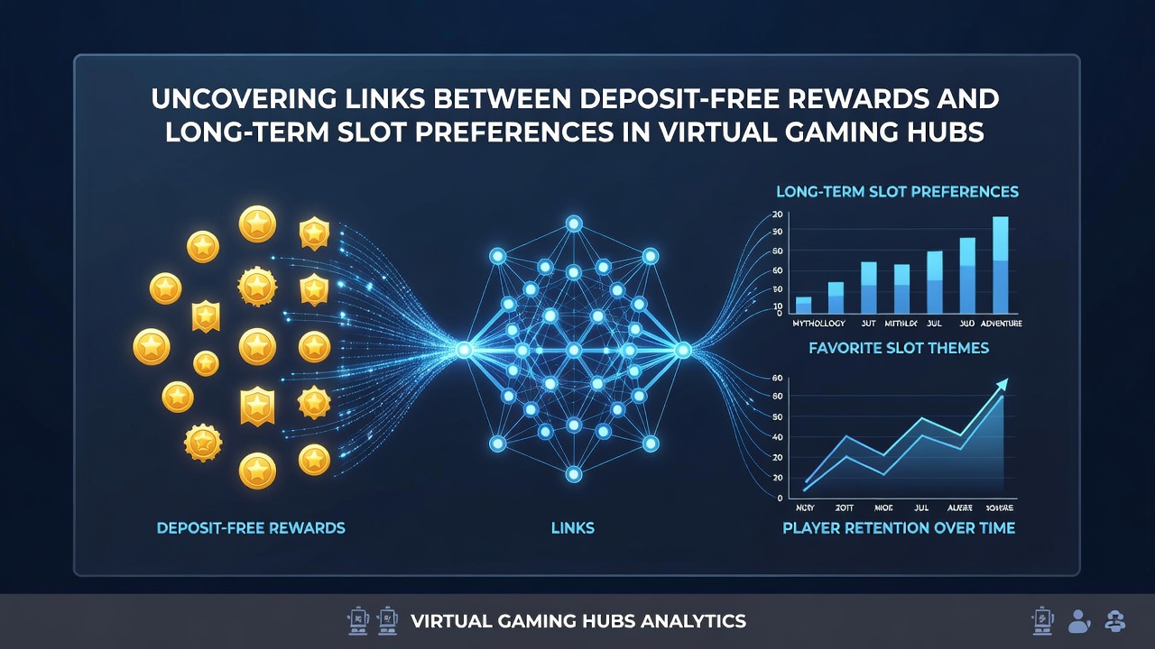 Data visualization charts displaying correlations between no-deposit rewards and slot game retention rates in virtual gaming hubs